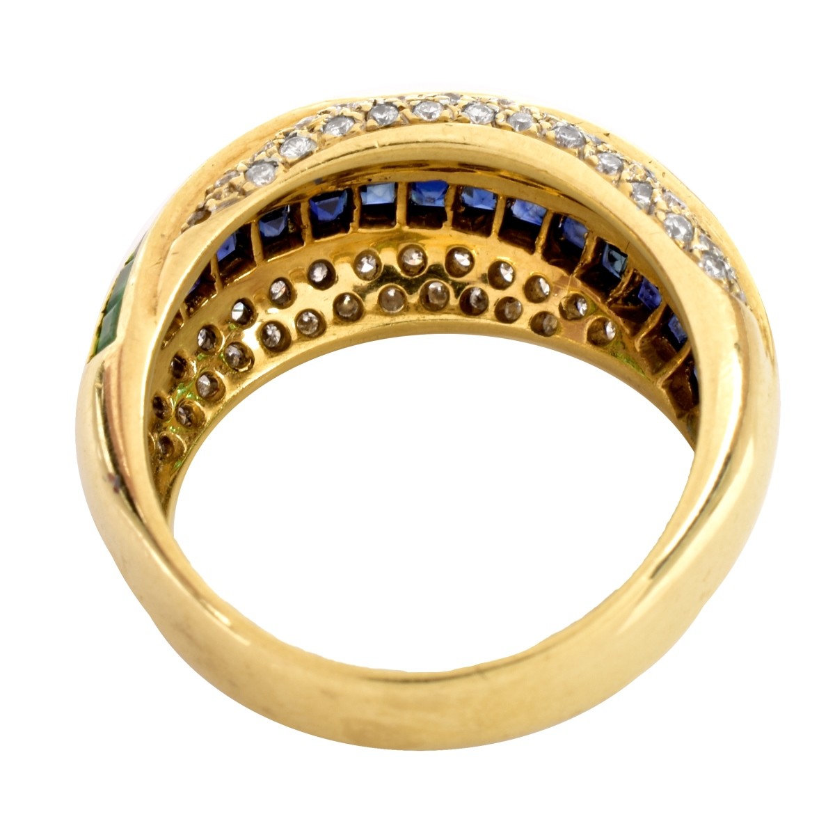 Diamond, Emerald, Sapphire and 18K Gold Ring