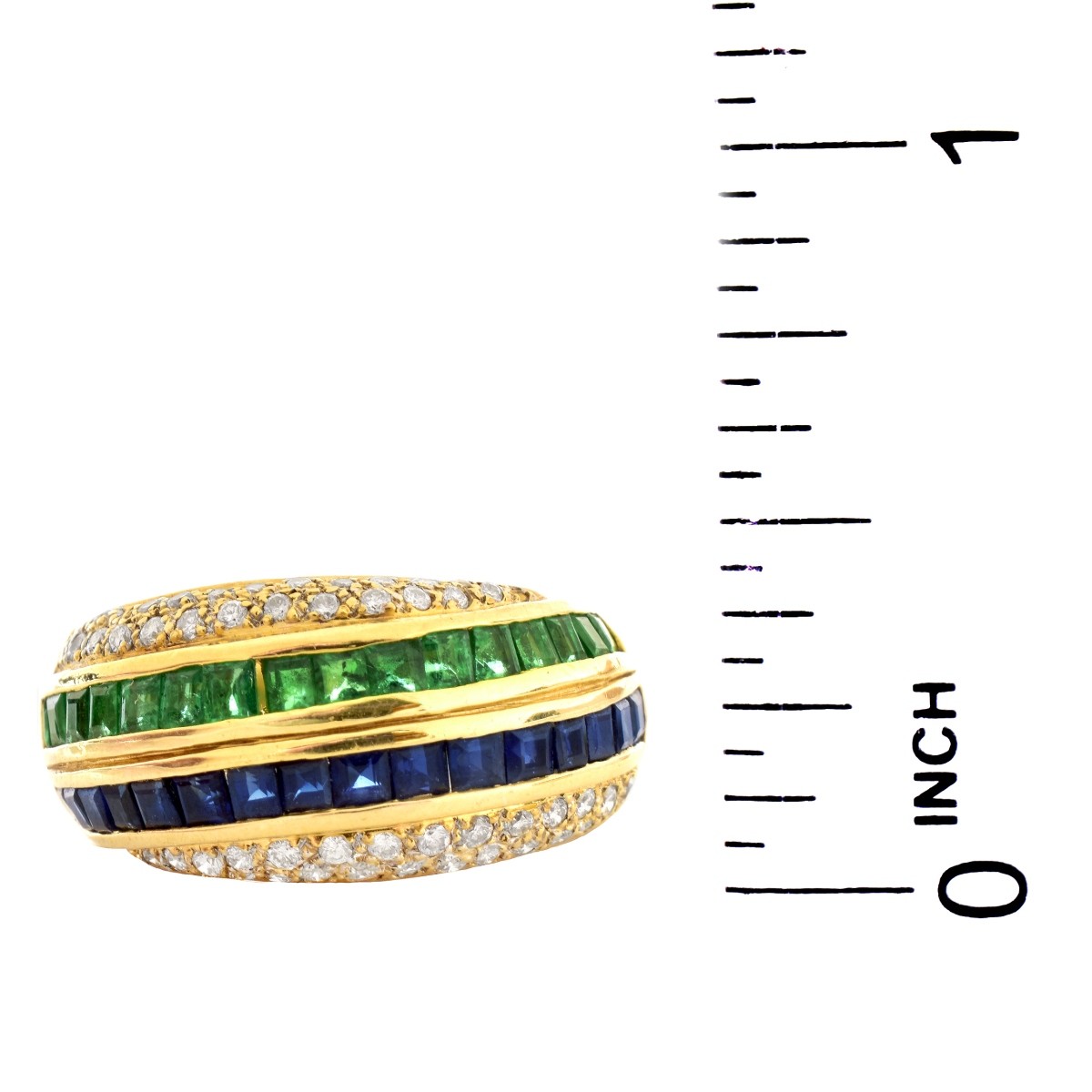 Diamond, Emerald, Sapphire and 18K Gold Ring