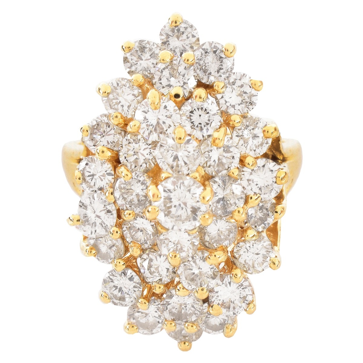 5.25ct TW Diamond and 14K Gold Cluster Ring