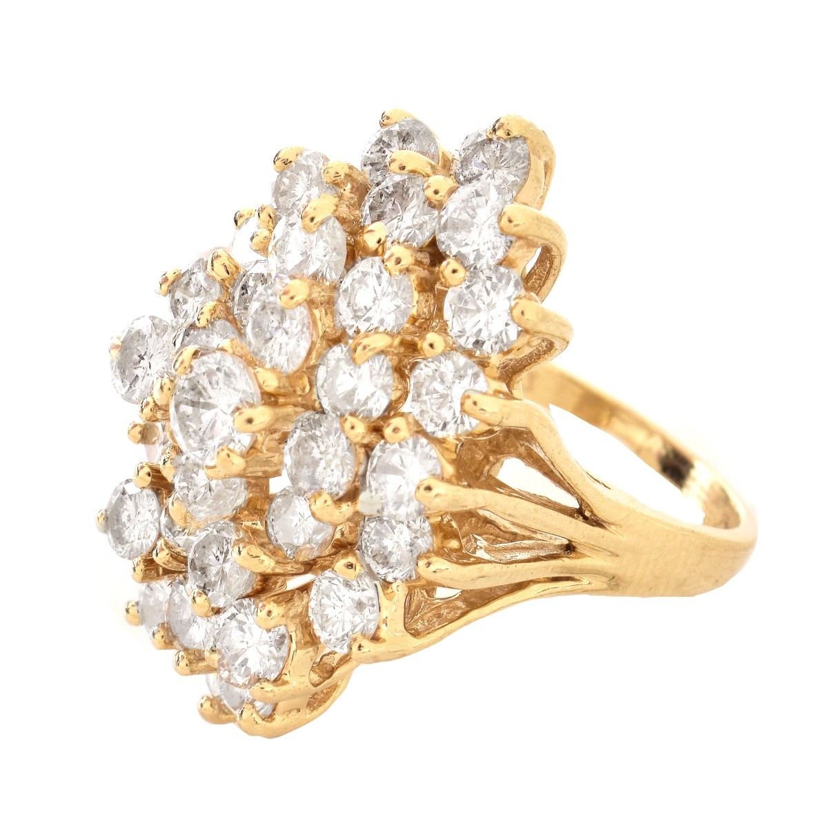 5.25ct TW Diamond and 14K Gold Cluster Ring