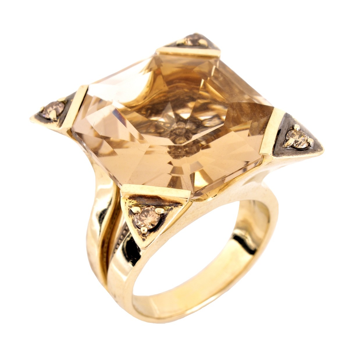 H. Stern Smokey Quartz and 18K Gold Ring