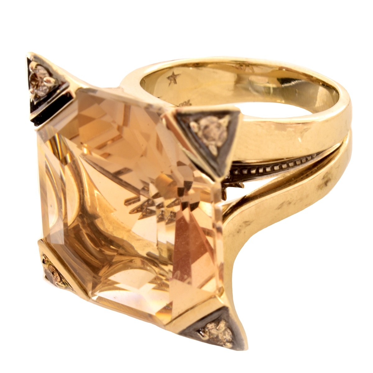 H. Stern Smokey Quartz and 18K Gold Ring