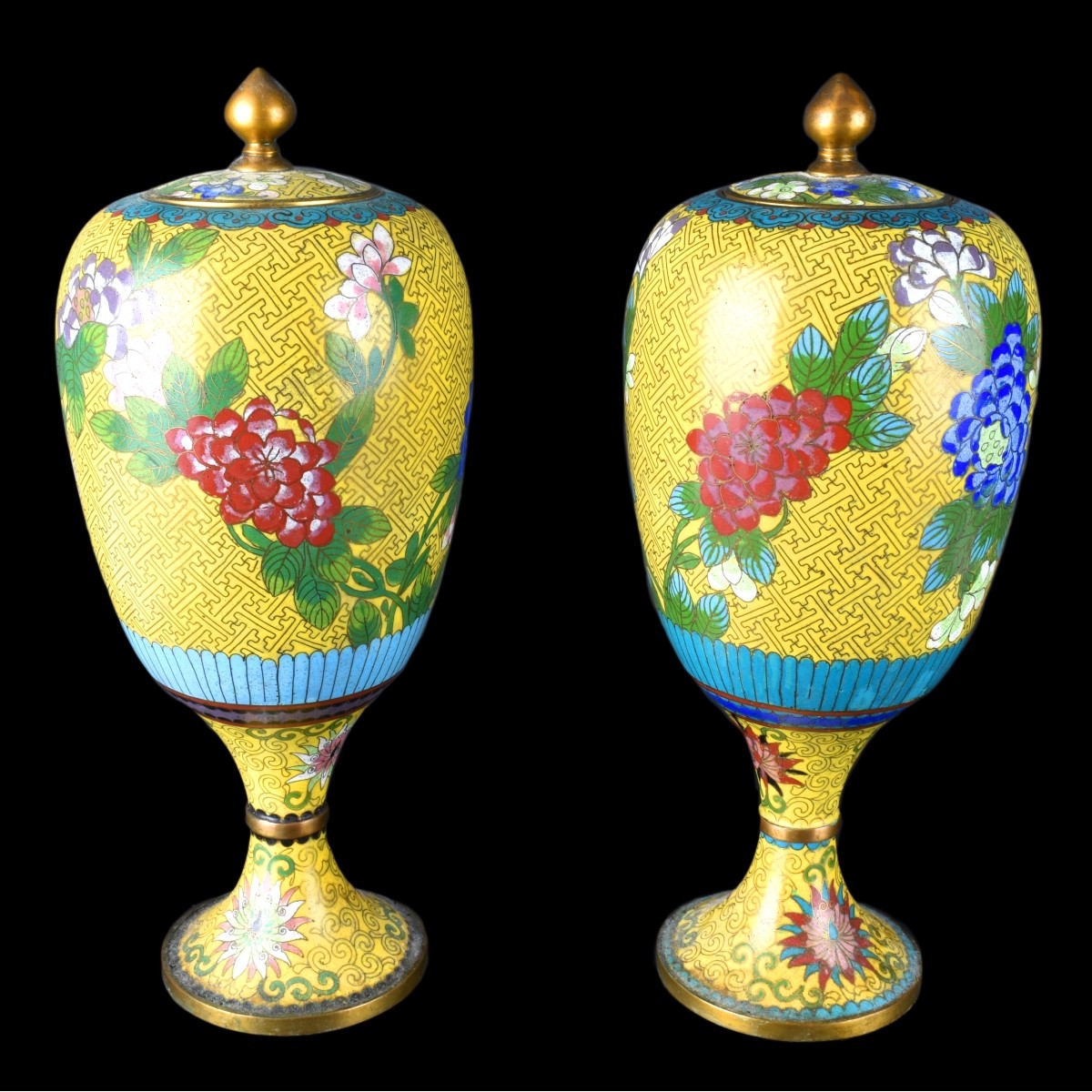 Chinese Cloisonne Covered Vases