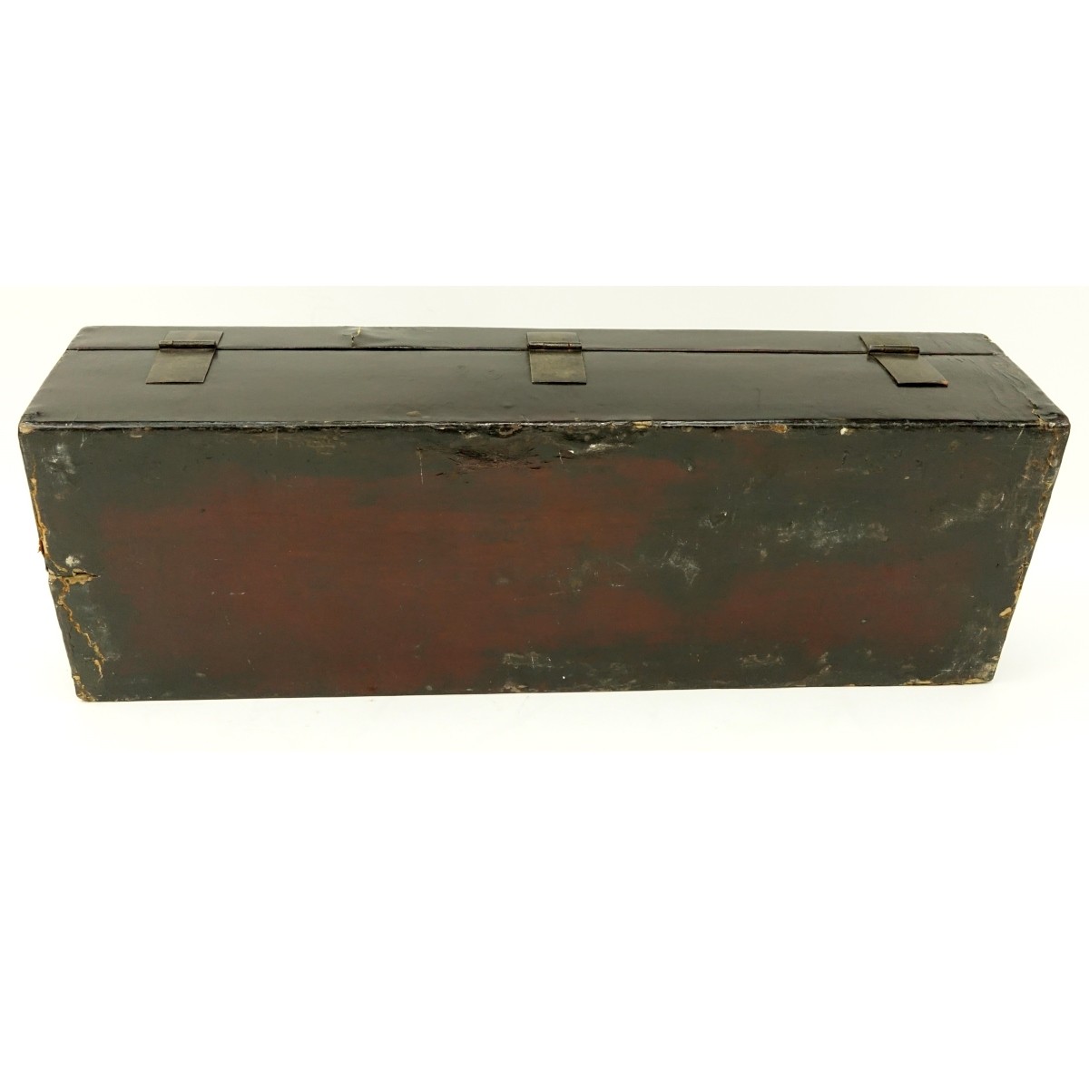 Antique Chinese Lacquered Leather Scroll Box