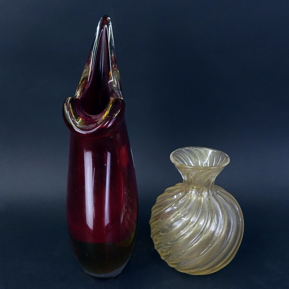 Two (2) Murano Art Glass Vases