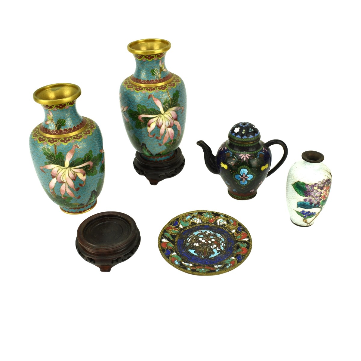 Grouping of Five (5) Chinese Cloisonne