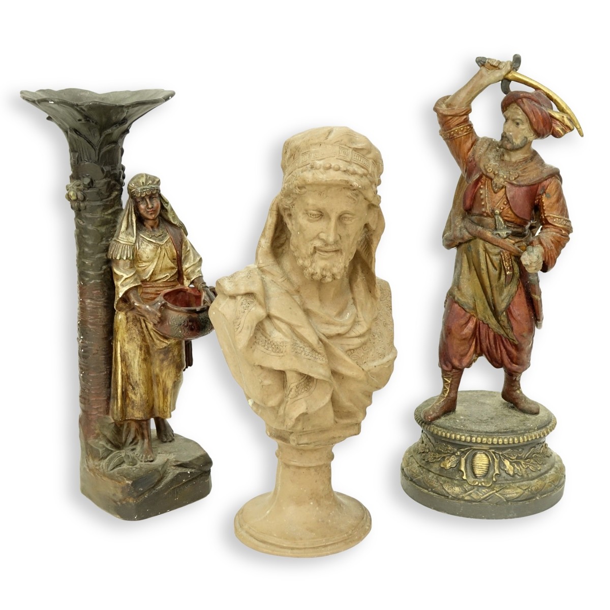 Three (3) Orientalist Polychrome Sculptures