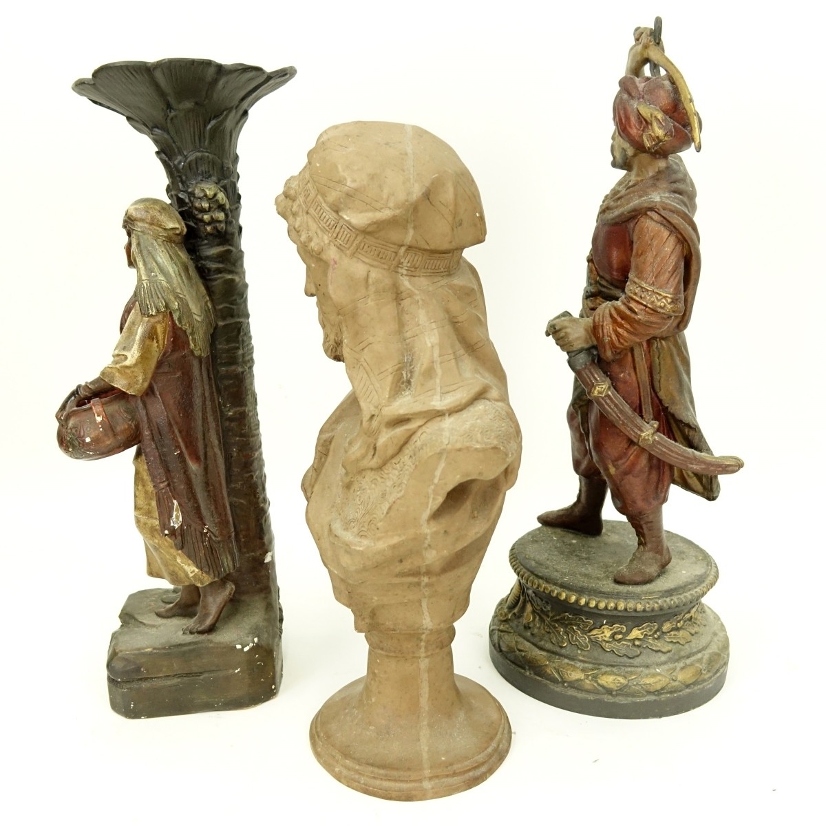 Three (3) Orientalist Polychrome Sculptures