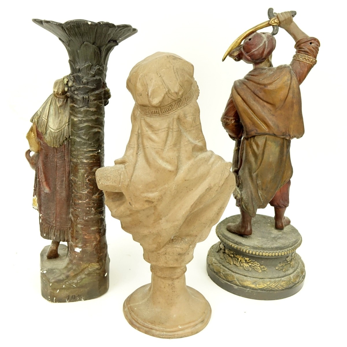 Three (3) Orientalist Polychrome Sculptures