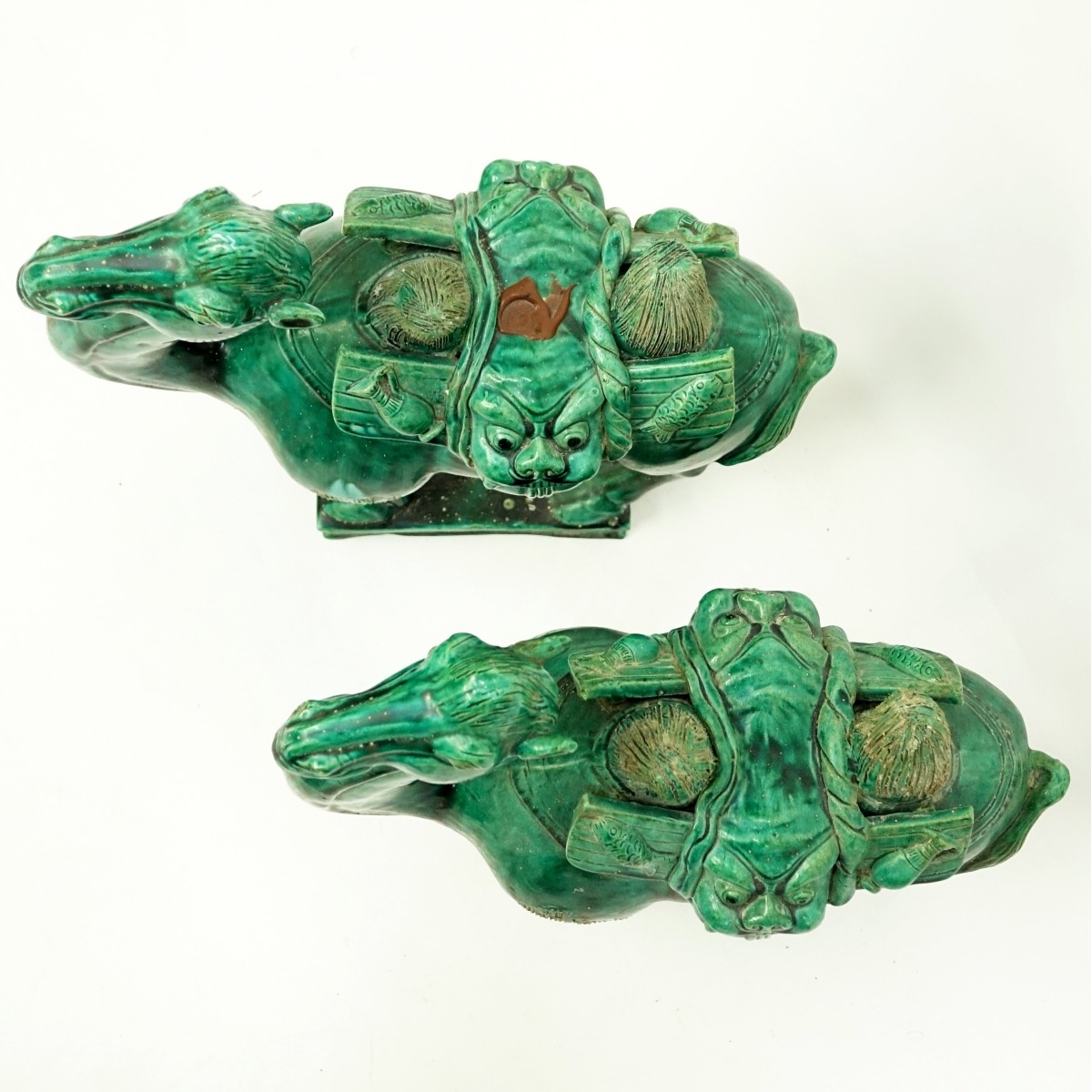 Pair of Chinese Tang Style Green Glaze Camels
