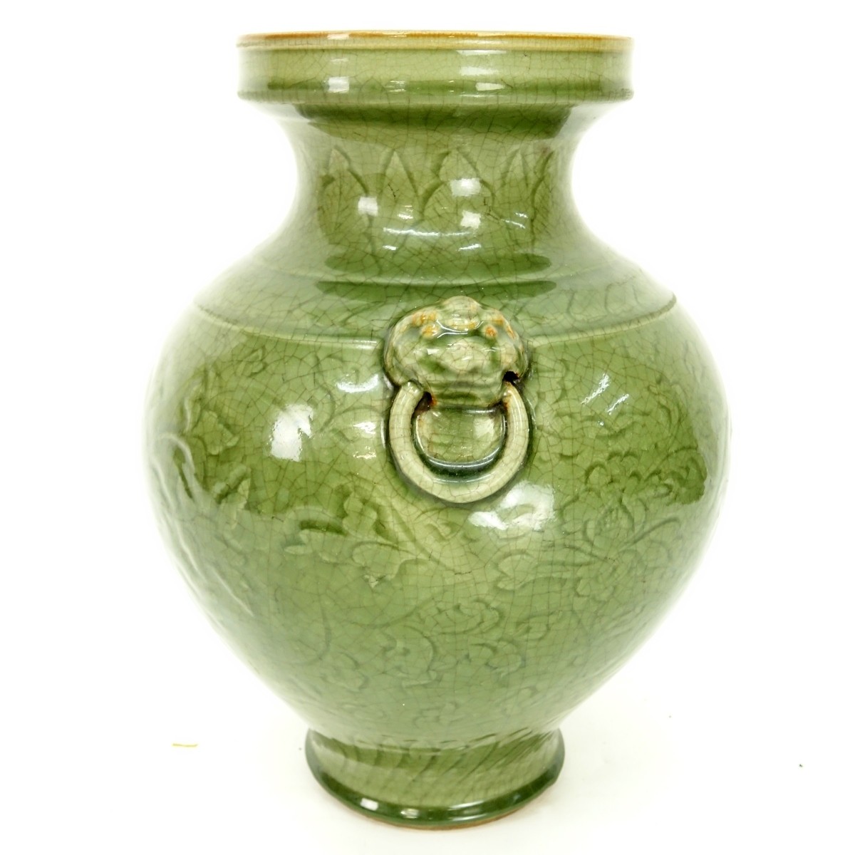 Chinese Green Celadon Glazed Pottery Vase