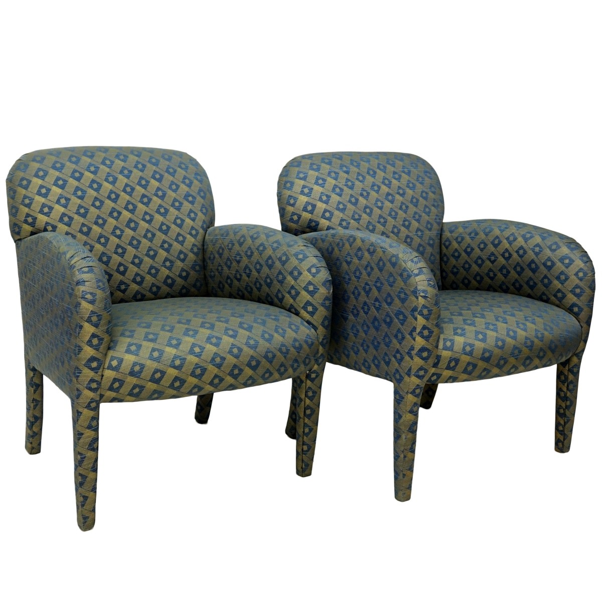 Pair Modern Upholstered Armchairs