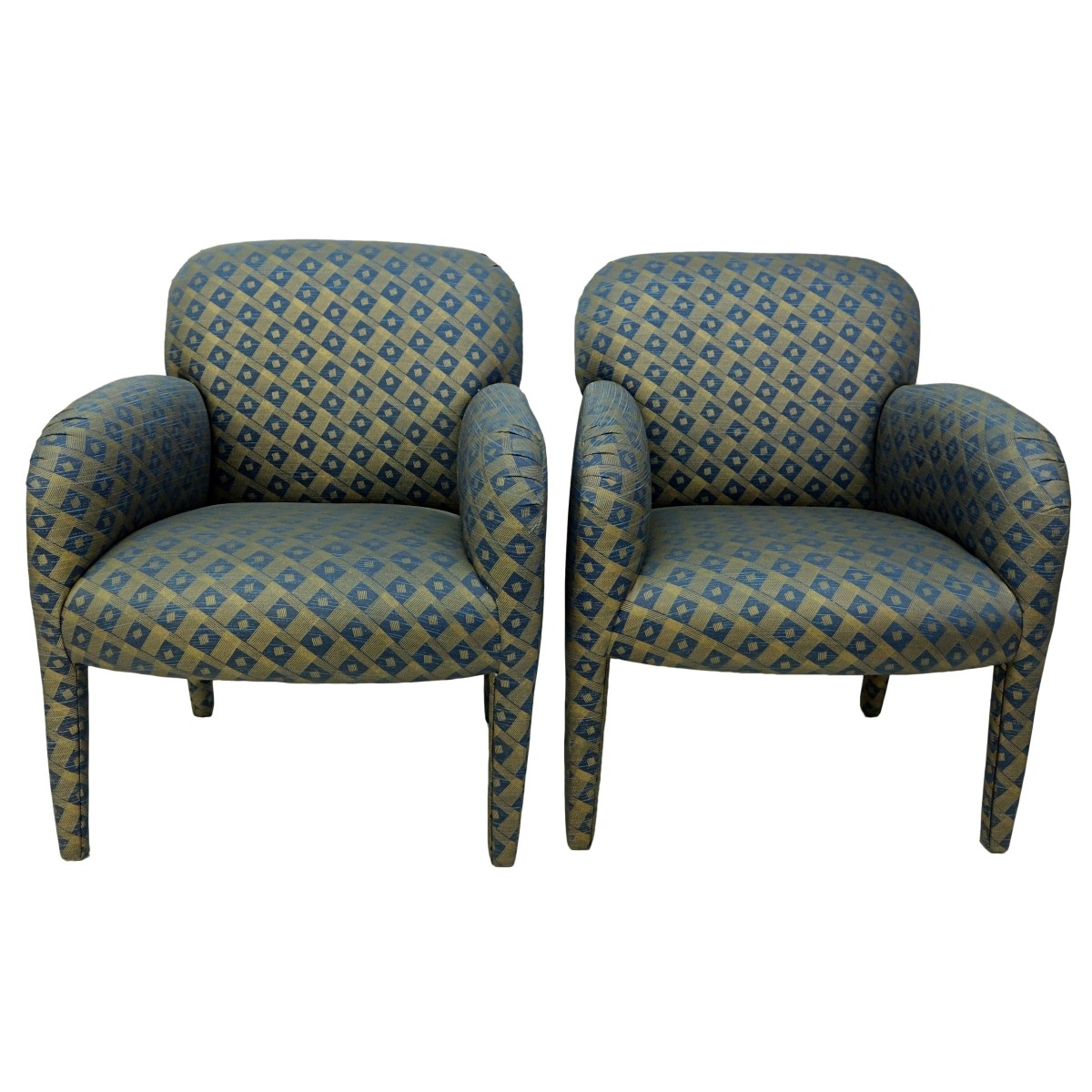 Pair Modern Upholstered Armchairs