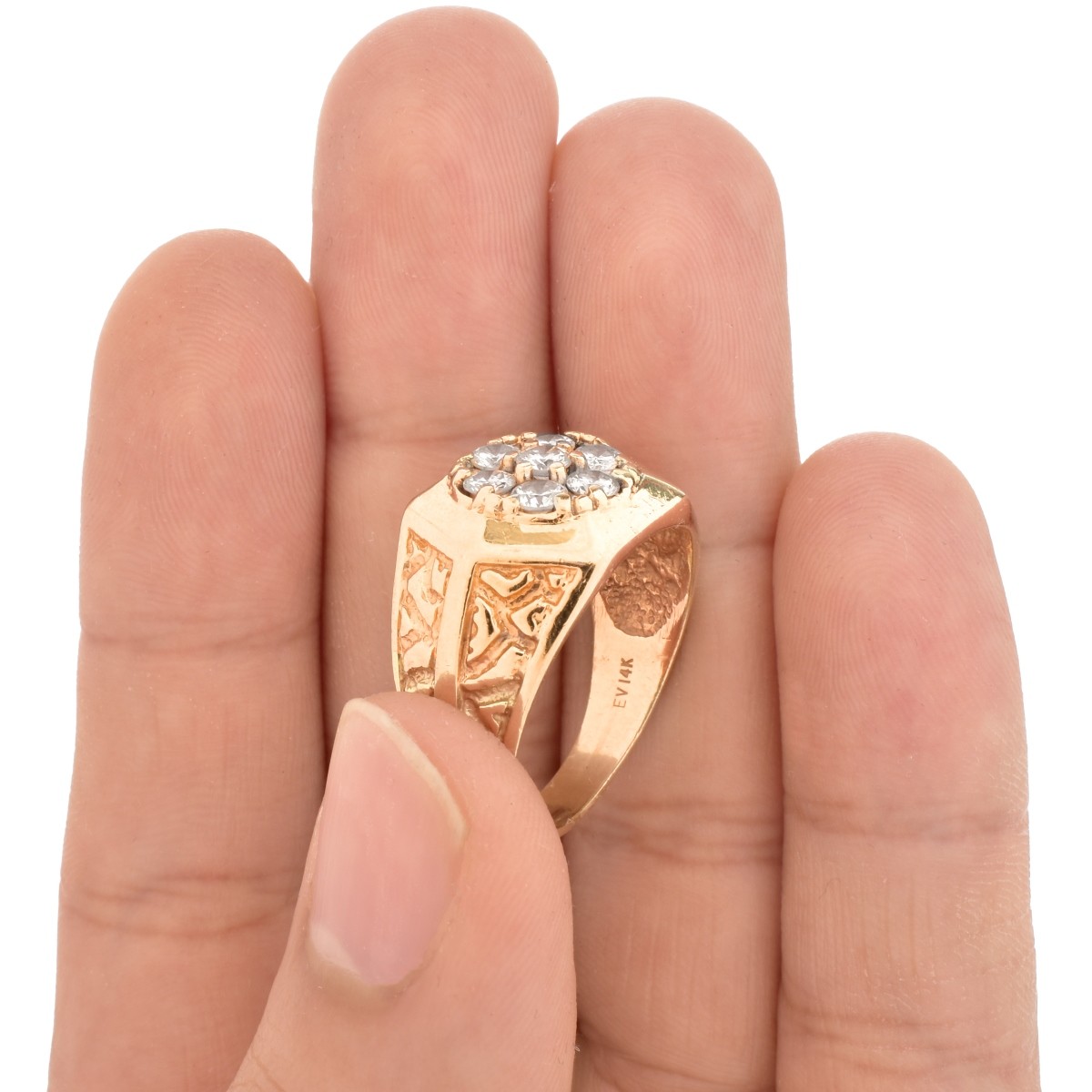 Man's Diamond and 14K Gold Ring