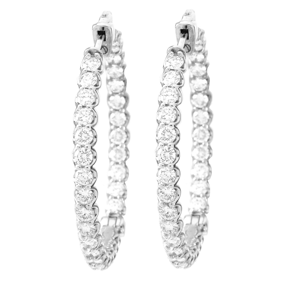 3.5ct TW Diamond and 14K Gold Hoop Earrings