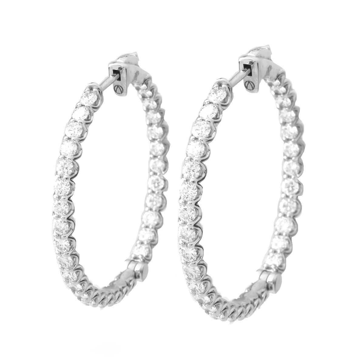 3.5ct TW Diamond and 14K Gold Hoop Earrings