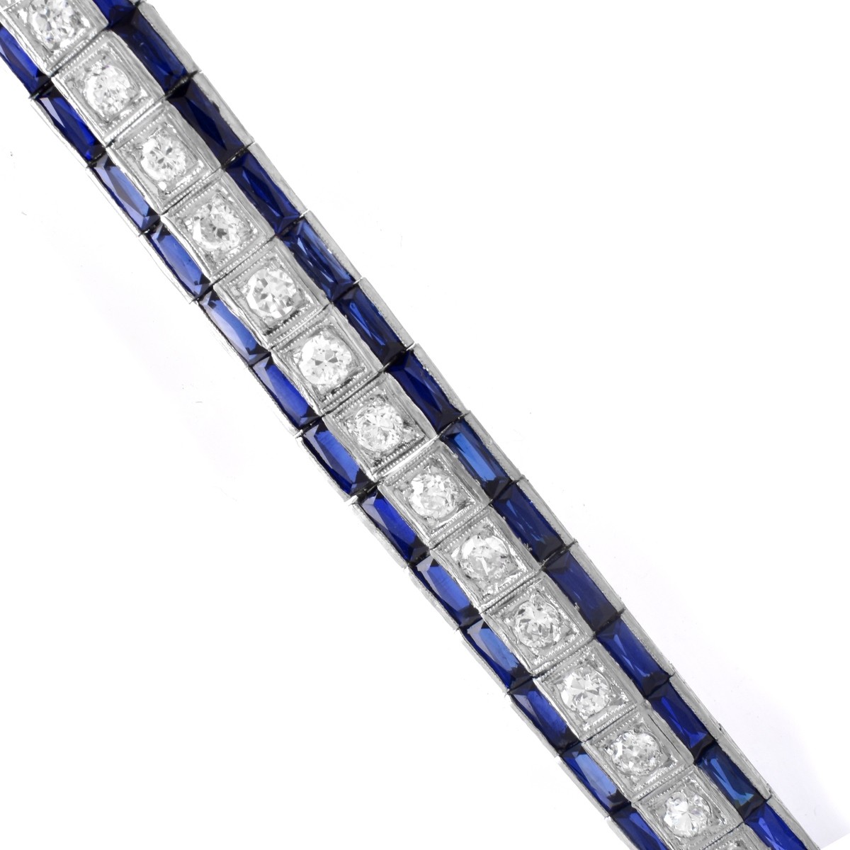 Art Deco Diamond, Sapphire and Platinum Bracelet.