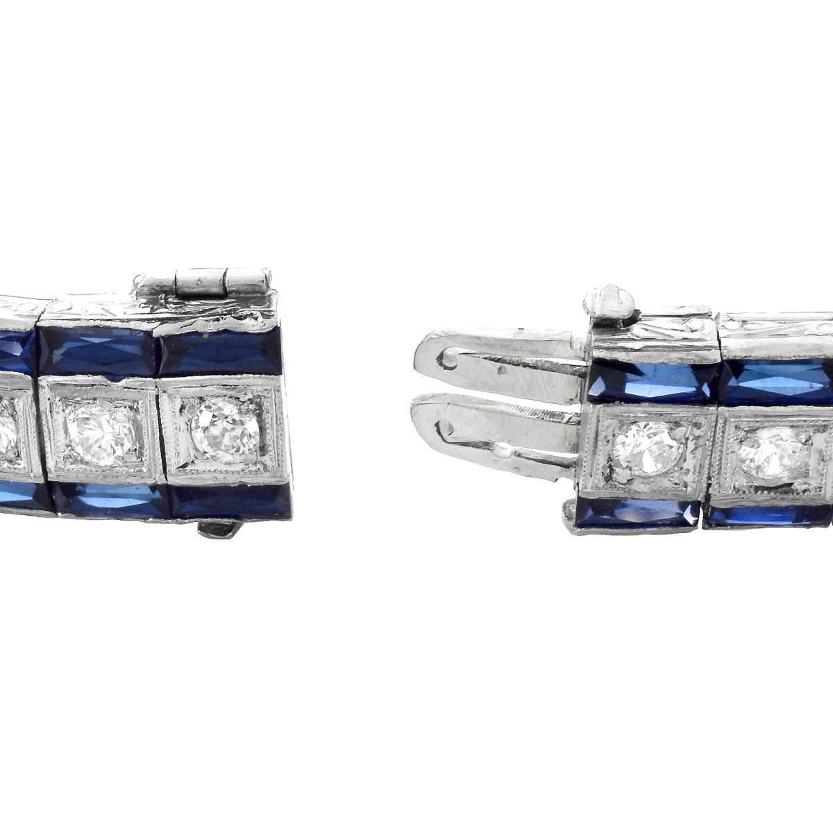 Art Deco Diamond, Sapphire and Platinum Bracelet.