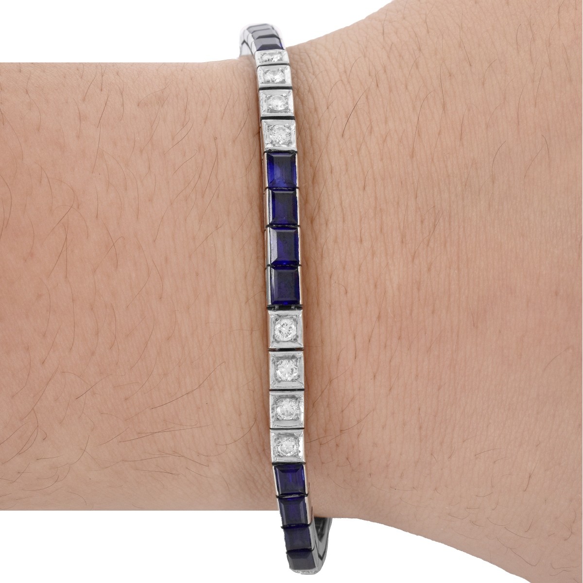 Diamond, Sapphire and 14K Gold Bracelet