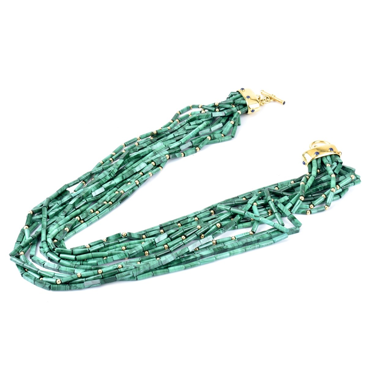 Multi Strand Malachite and 18K Necklace