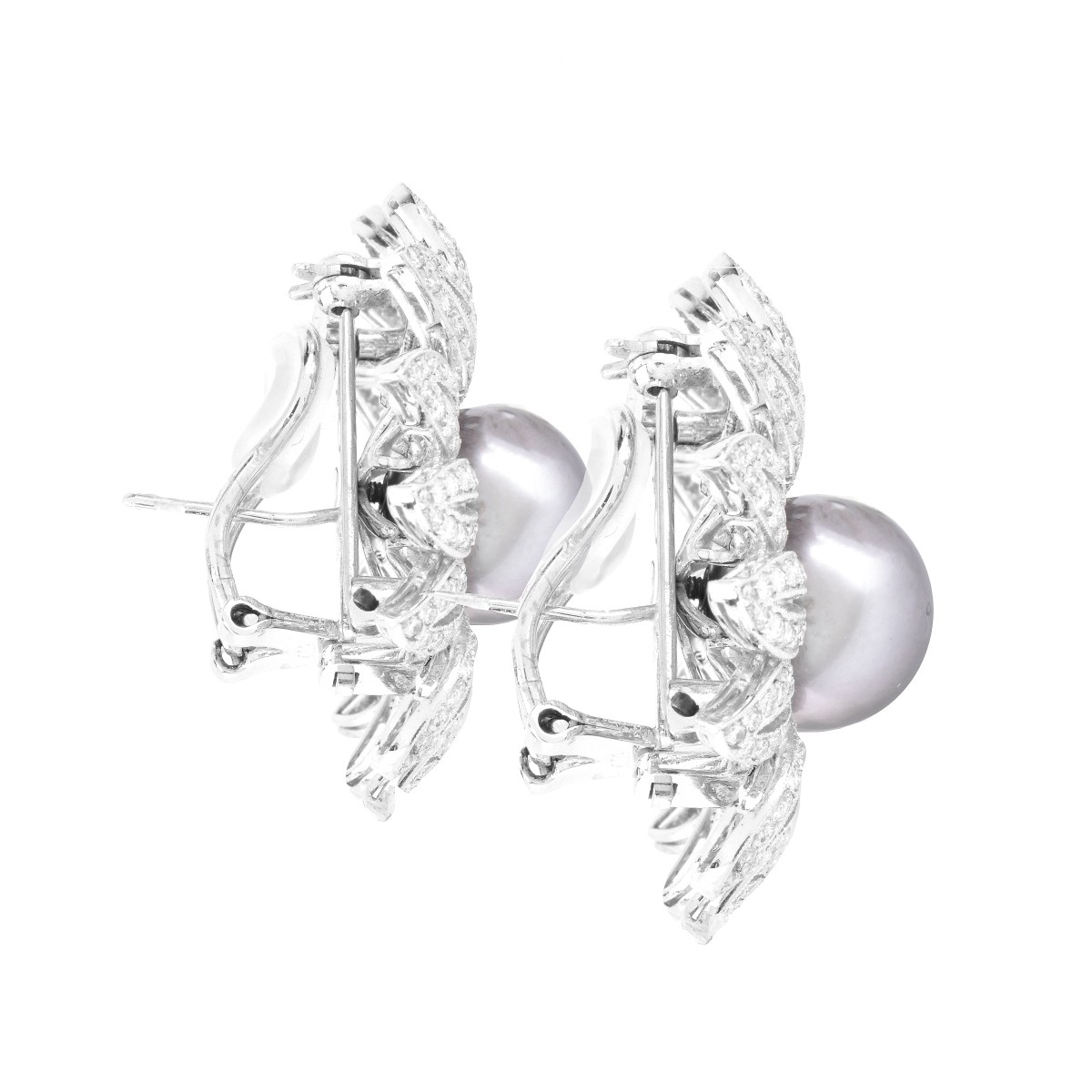 12.0mm Pearl, Diamond and 18K Earrings
