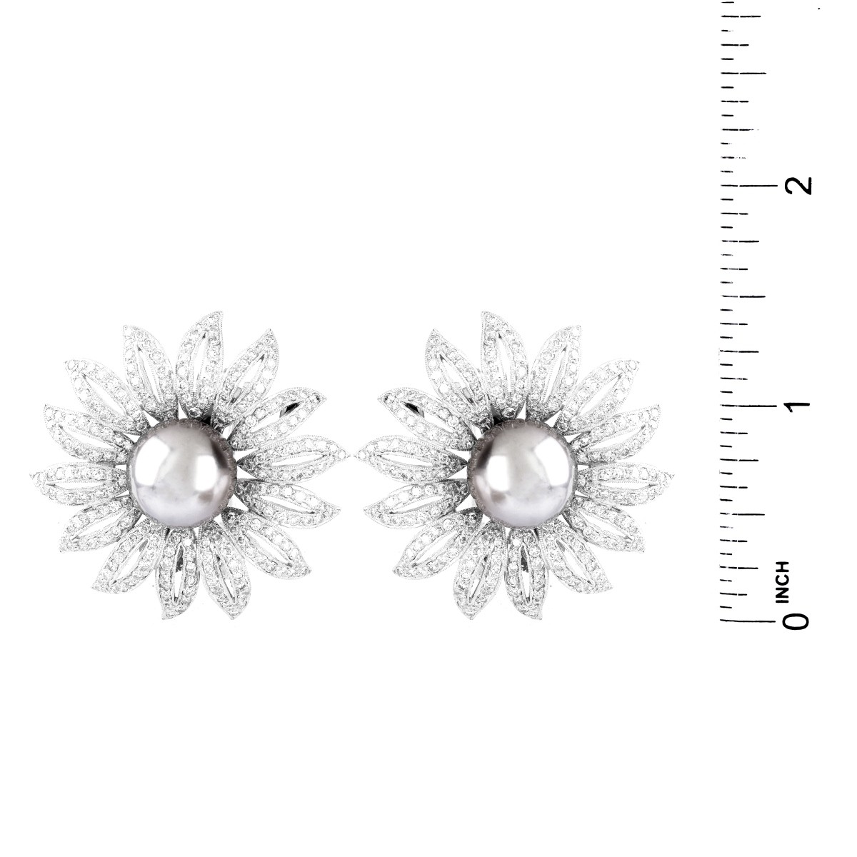 12.0mm Pearl, Diamond and 18K Earrings