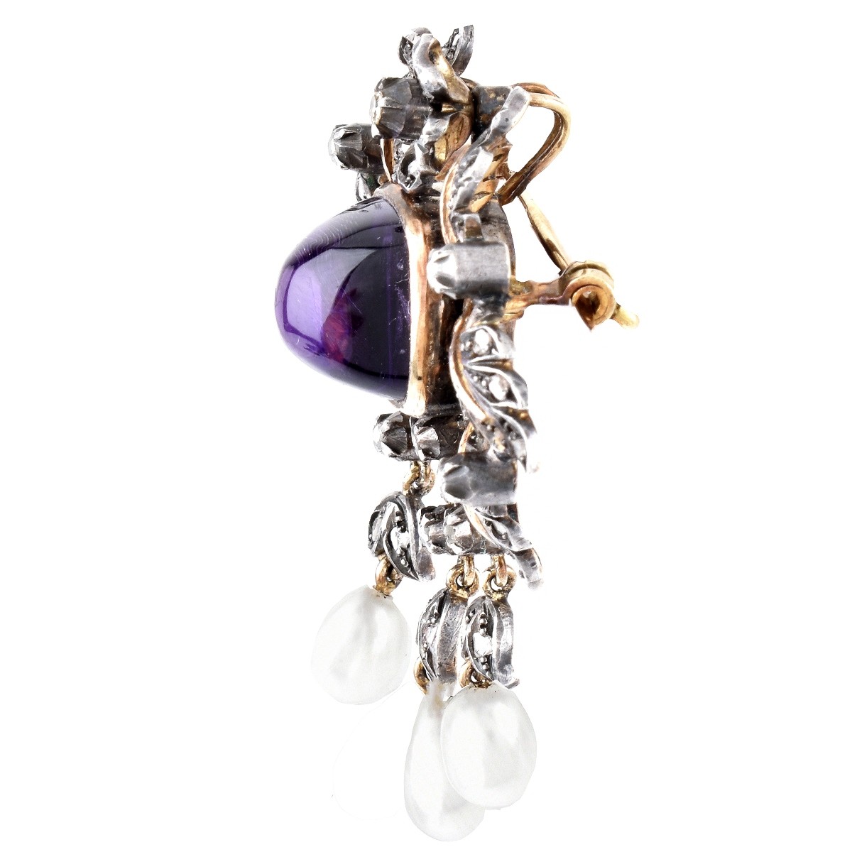 Antique Amethyst, Diamond and Pearl Pendant