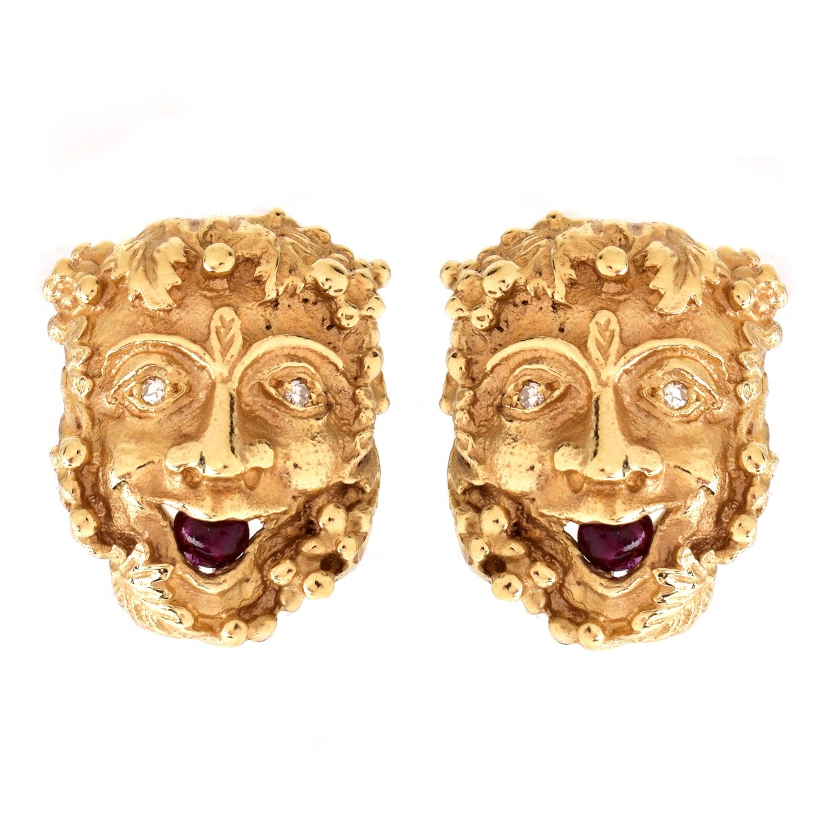 14K Gold Satyr Earrings