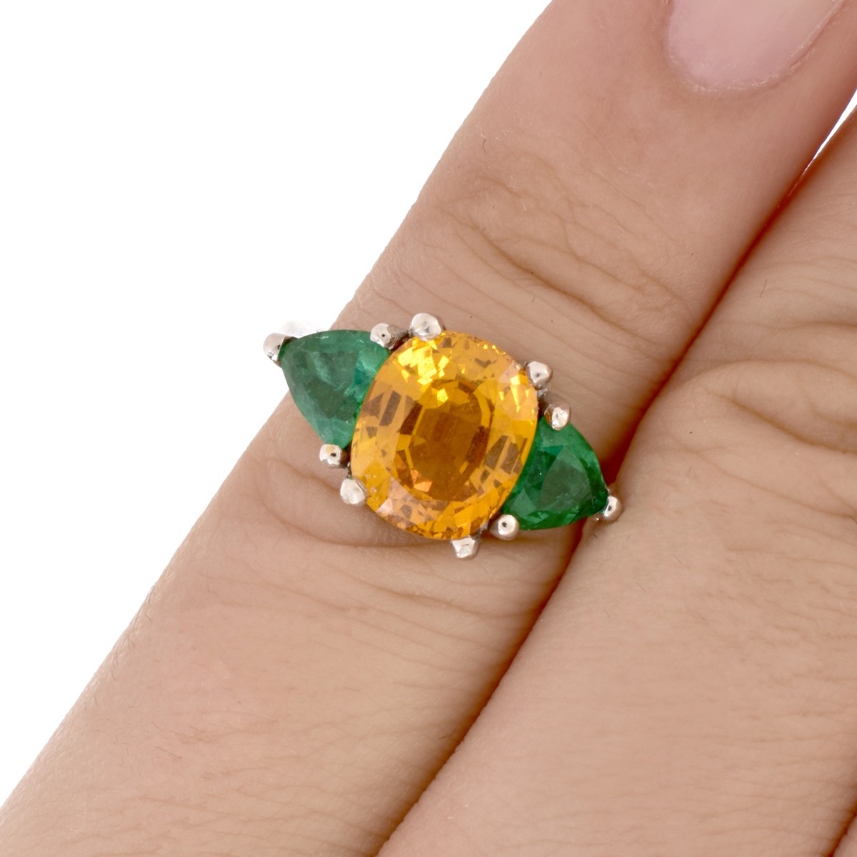 Citrine, Tsavorite Garnet and 18K Ring