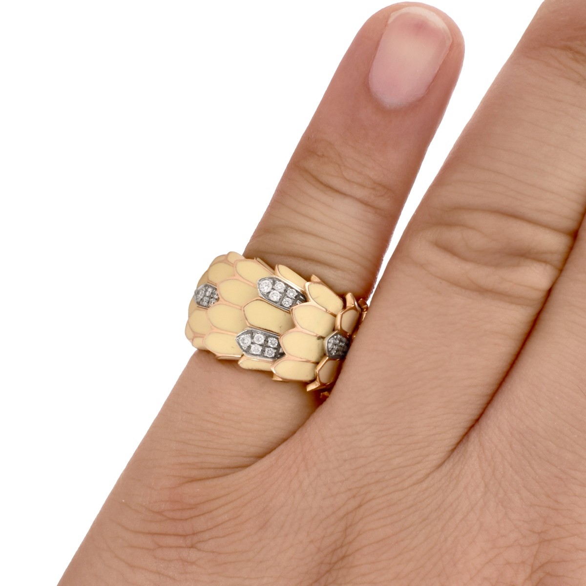 Italian 18K and Enamel Ring