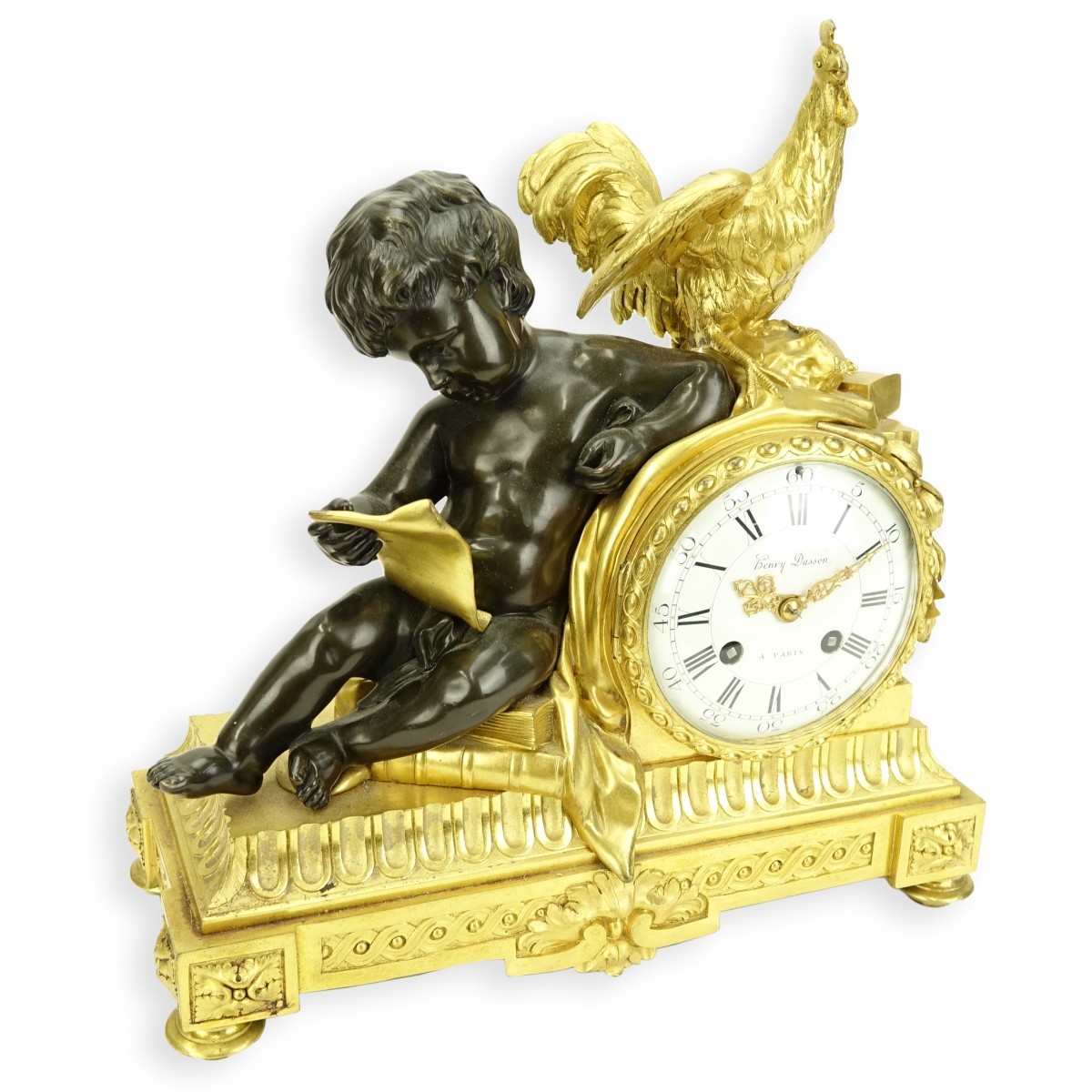 Henry Dasson Bronze Mantle Clock