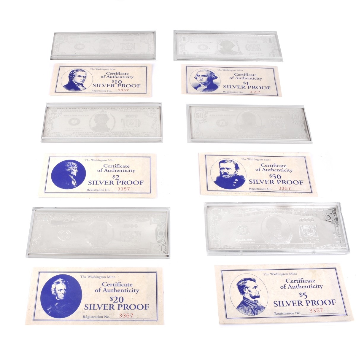 6 Silver Proof Bar Set