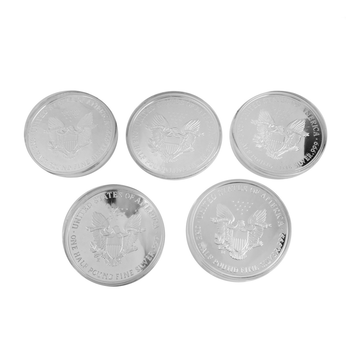 Ten 1/2 lb Silver Proof Rounds