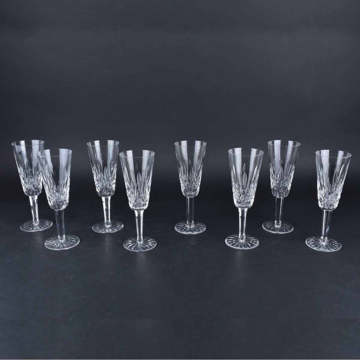 Eight (8) Waterford Crystal "Lismore" Champagnes