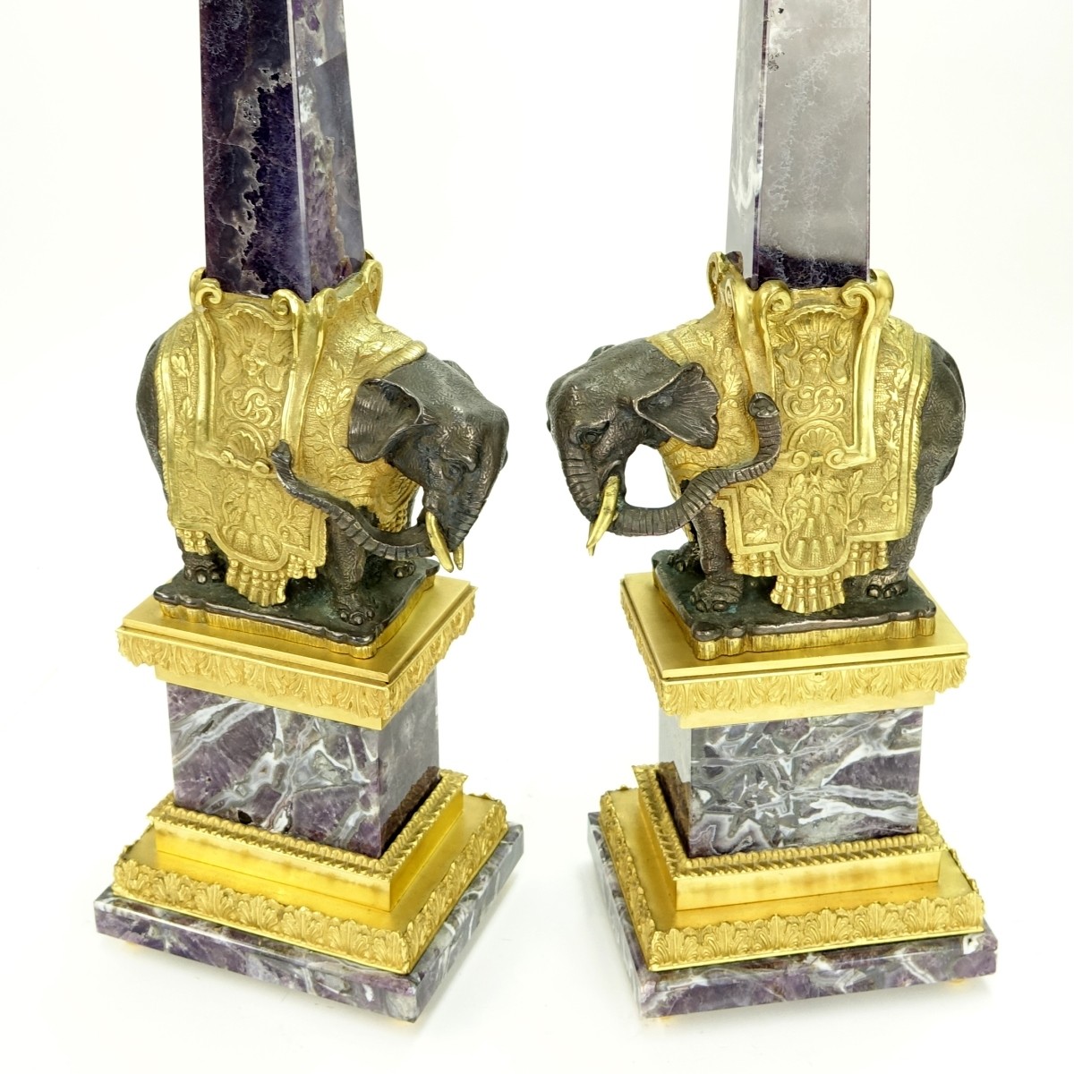 Pair Elephant Obelisks