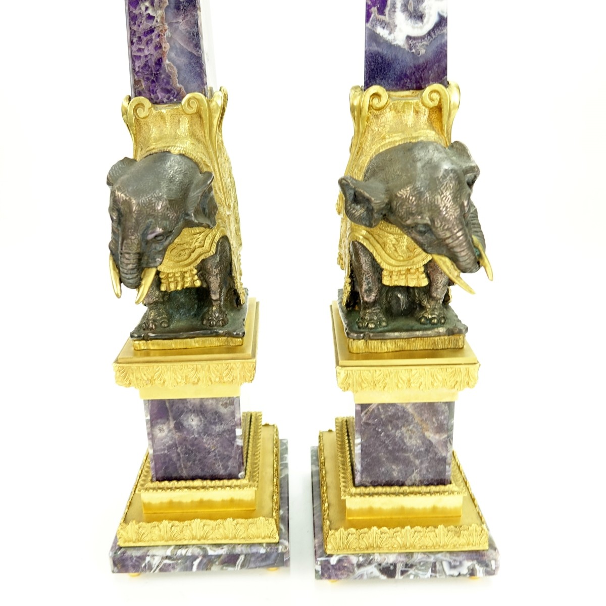 Pair Elephant Obelisks