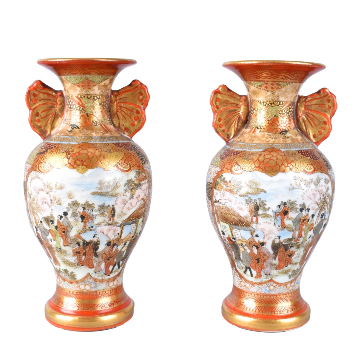 Pair Miniature Satsuma Vases