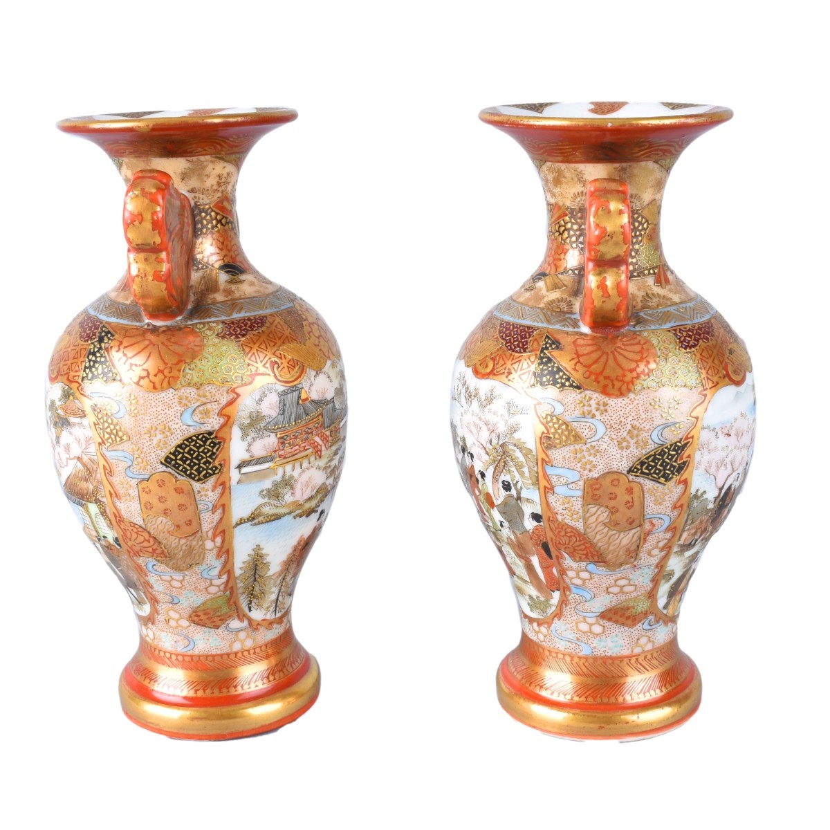 Pair Miniature Satsuma Vases