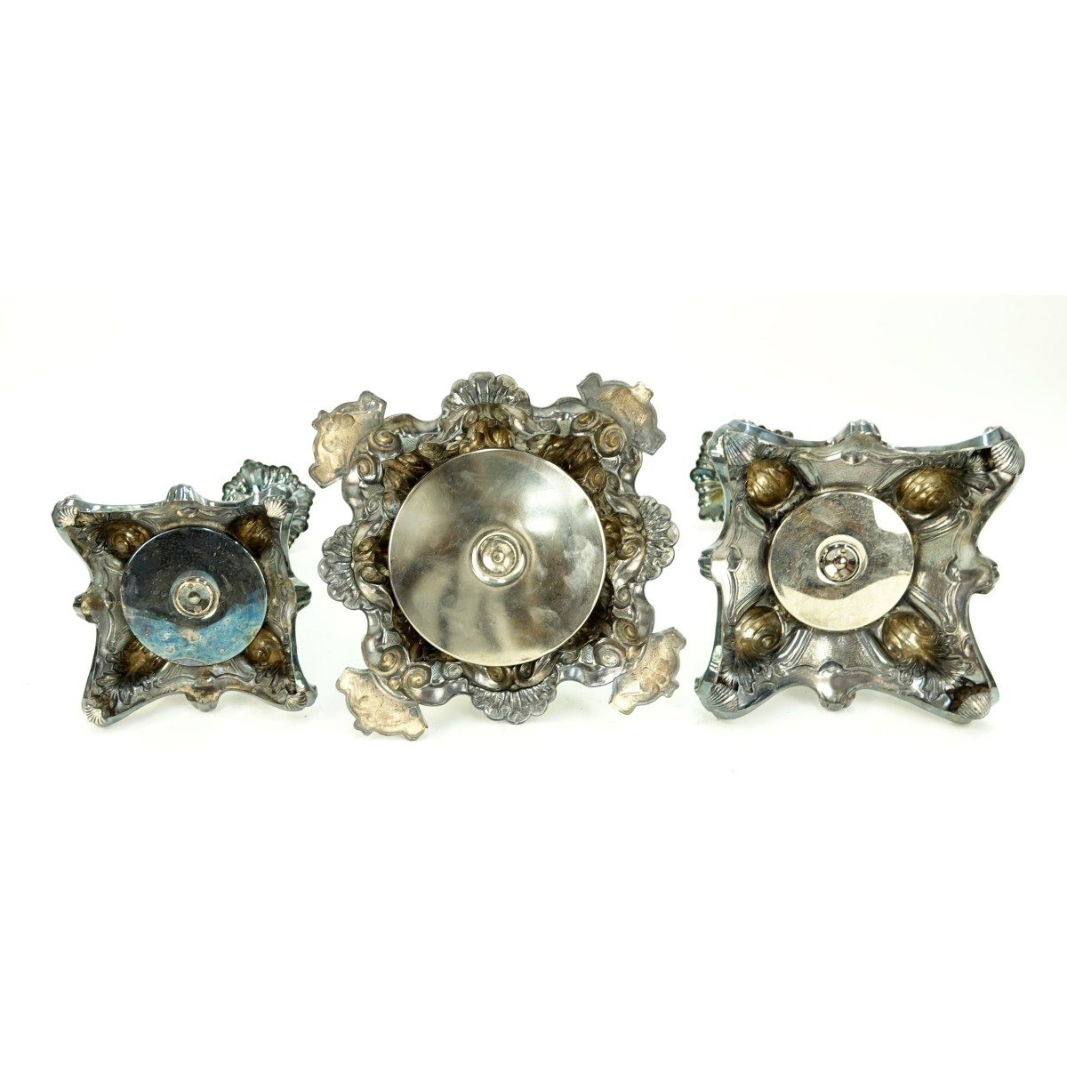 Three (3) Silver Plate Candle Holders