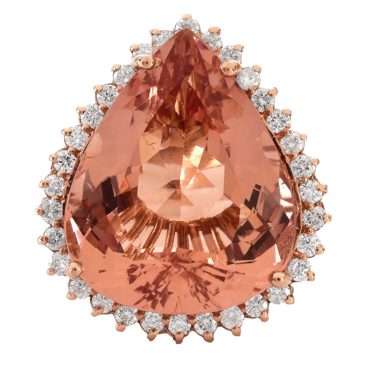 GIA 31.11ct Morganite and 14K Gold Ring