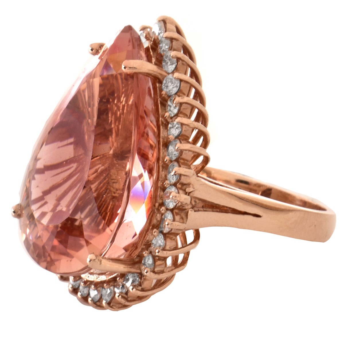 GIA 31.11ct Morganite and 14K Gold Ring