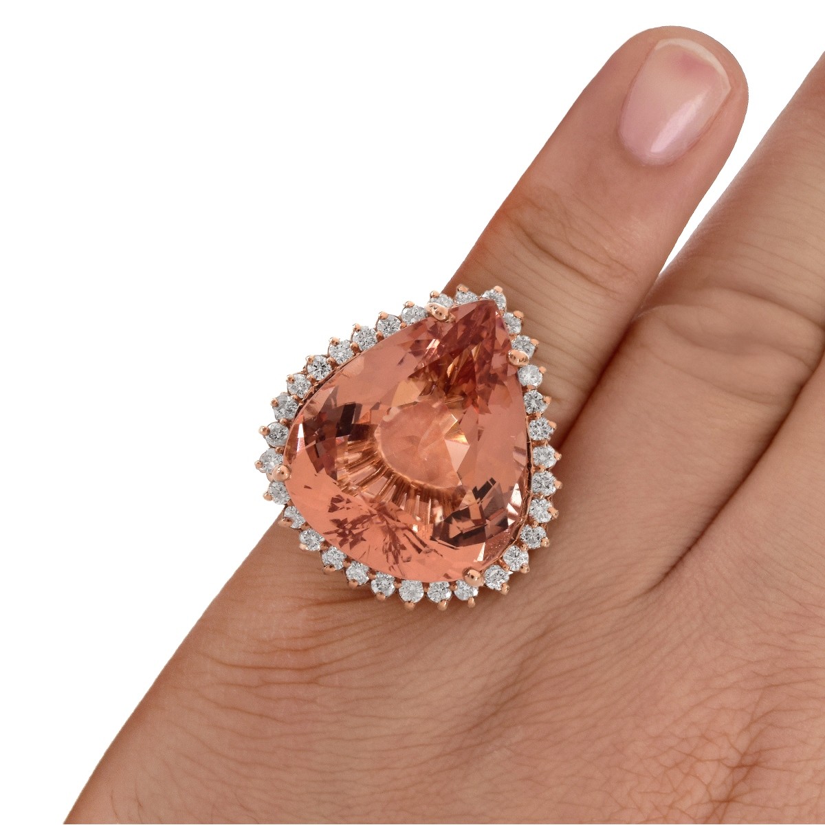 GIA 31.11ct Morganite and 14K Gold Ring