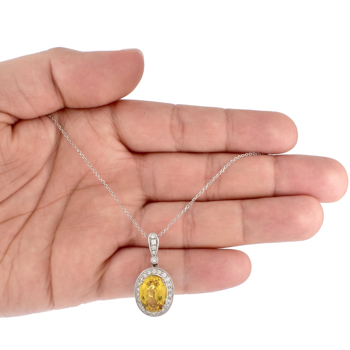 Yellow Sapphire, Diamond and 18K Gold Necklace