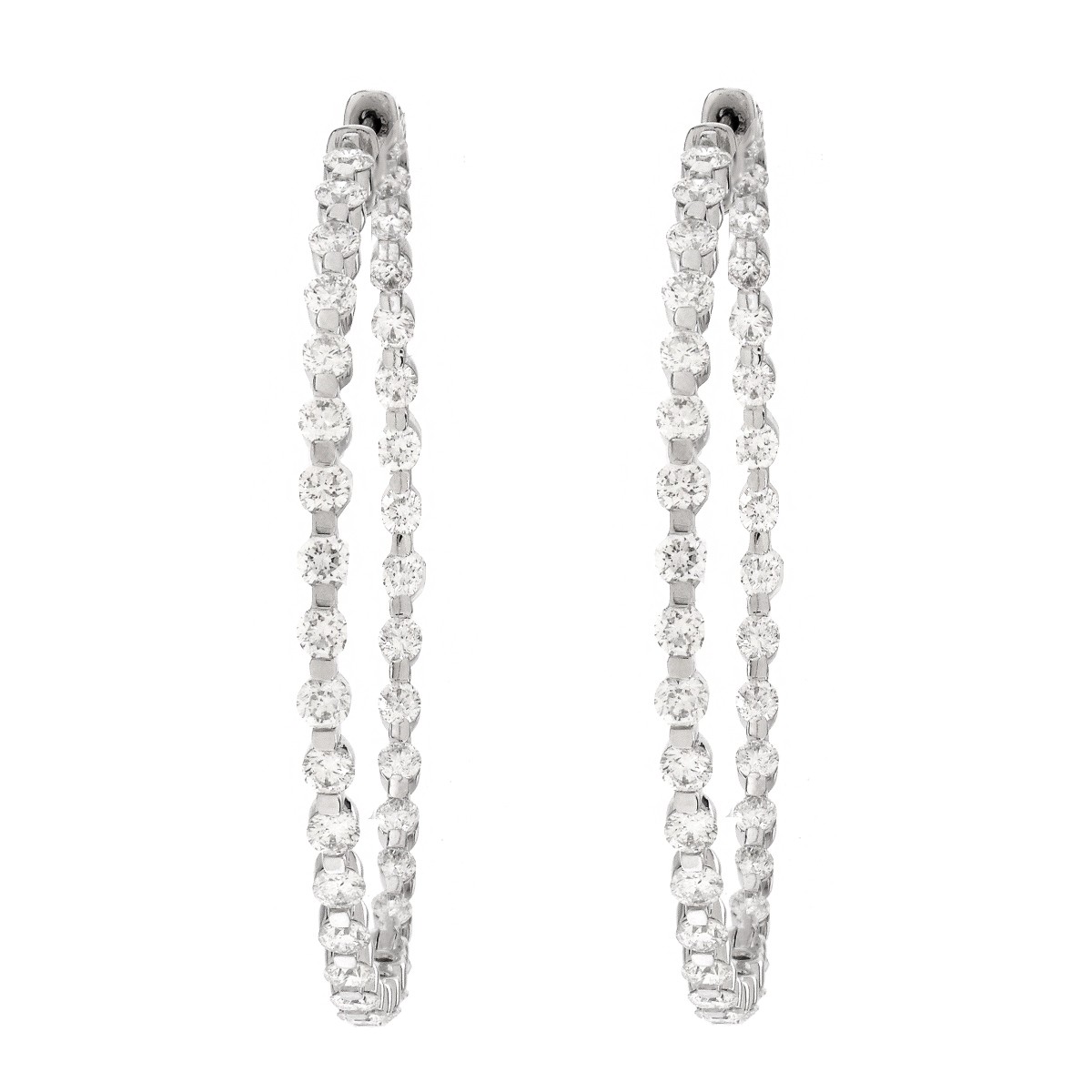 Diamond and 14K Gold Hoop Earrings