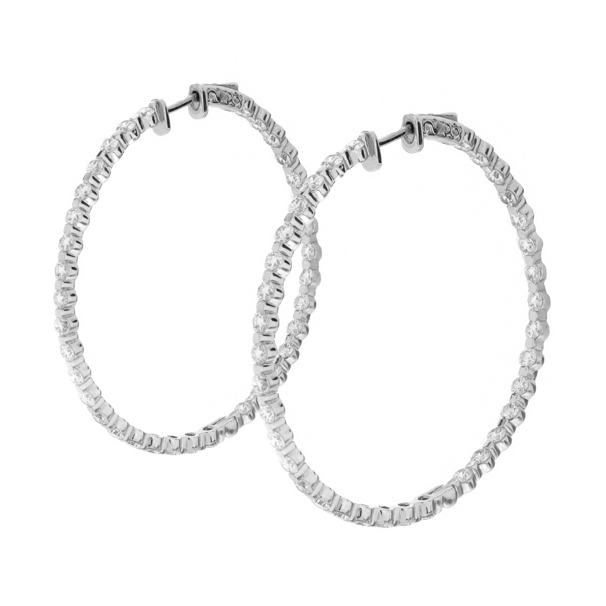 Diamond and 14K Gold Hoop Earrings