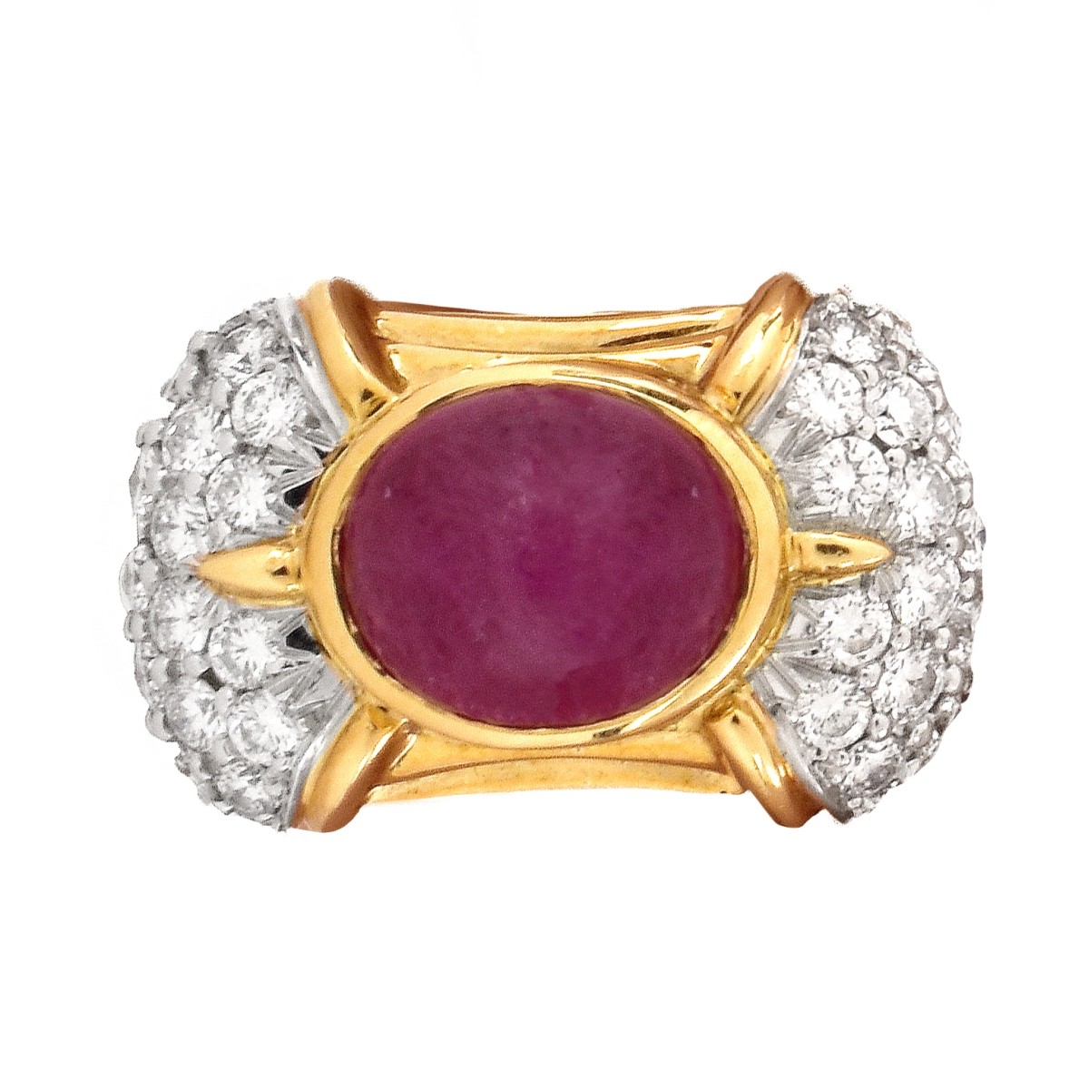 Burma Ruby, Diamond and 18K Gold Ring