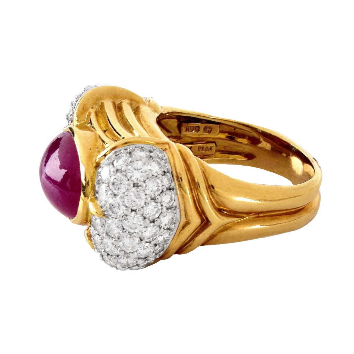 Burma Ruby, Diamond and 18K Gold Ring