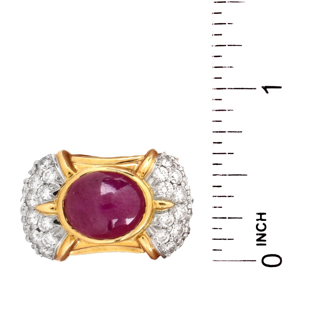 Burma Ruby, Diamond and 18K Gold Ring