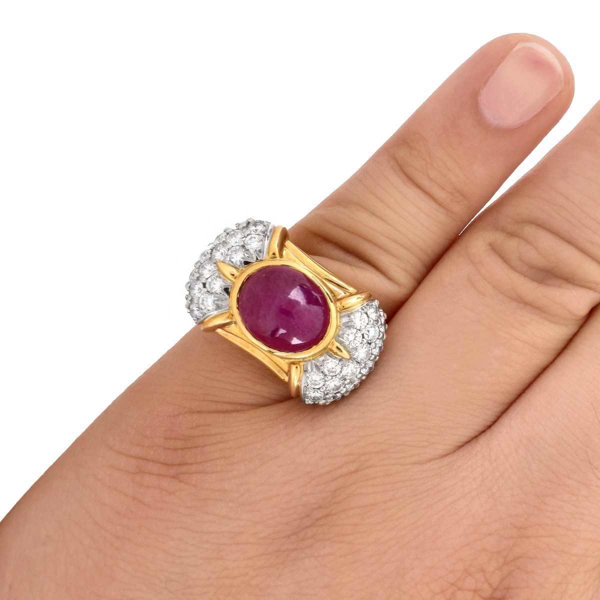 Burma Ruby, Diamond and 18K Gold Ring