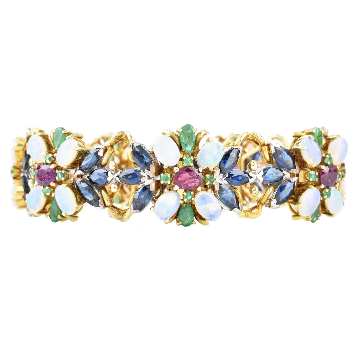 Vintage Multi-Gemstone and 18K Bracelet